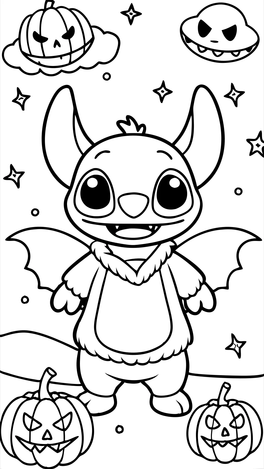 Página para colorear de Halloween de Stitch